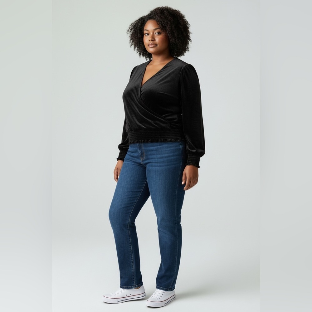 ESQUALO Black Velvet Blouse